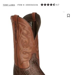 Tony Lama Chestnut Leather Cowboy Boots